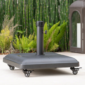 English Elm Christopher Knight Home® - WHEELIE Concrete Umbrella Base Square with Stainless Steel Handle, Fits Up to 11ft Umbrellas, Durable Black 60453.00