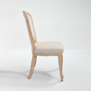 English Elm French Country Dining Chairs Set Of 2 - Stylish Upholstered Design, Fan-Back Comfort For Any Space W3426P324536