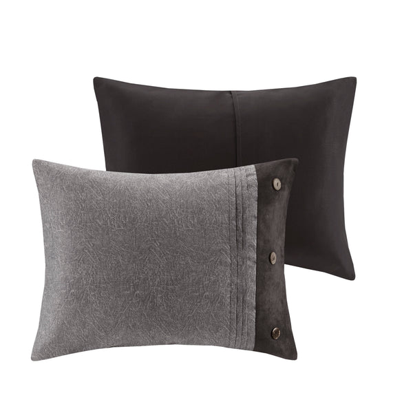 English Elm 7 Madison Park Boone Faux Suede Comforter Set Queen Textured Earthy Lodge Style with Pillows Grey 19.49 L x 14.96 W x 13.78 H B03596892