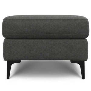 English Elm Ava Mid Century Upholstered Bench Ottoman with Powder Coated Legs for Living Room Gray B136P436945