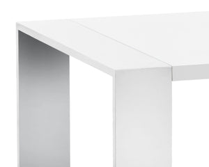 Sunpan DALTON Modern End Table - High-Gloss White Top & Polished Stainless Steel Frame - Stylish & Durable 101649