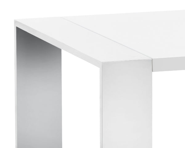 Sunpan DALTON Modern End Table - High-Gloss White Top & Polished Stainless Steel Frame - Stylish & Durable 101649