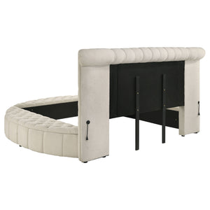 English Elm Santiago Bouclé Upholstered Eastern King Bed with Channeled Headboard and Usb Charging B062S01768