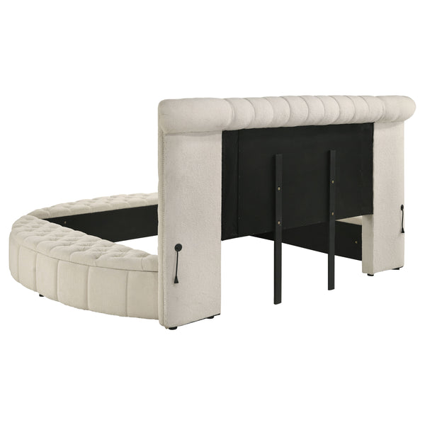 English Elm Santiago Bouclé Upholstered Eastern King Bed with Channeled Headboard and Usb Charging B062S01768