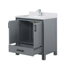 English Elm Dark Grey Bath Vanity 30" W X 22" D With Cultured Marble Top, Faucet, And Soft-Close Storage Solutions B2731P260594