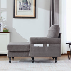 English Elm Modern Chenille Recliner Chaise Lounge Sofa Chair with High-Resilience Foam, Wide Seat, 550lb Capacity Dark Gray W395P371335