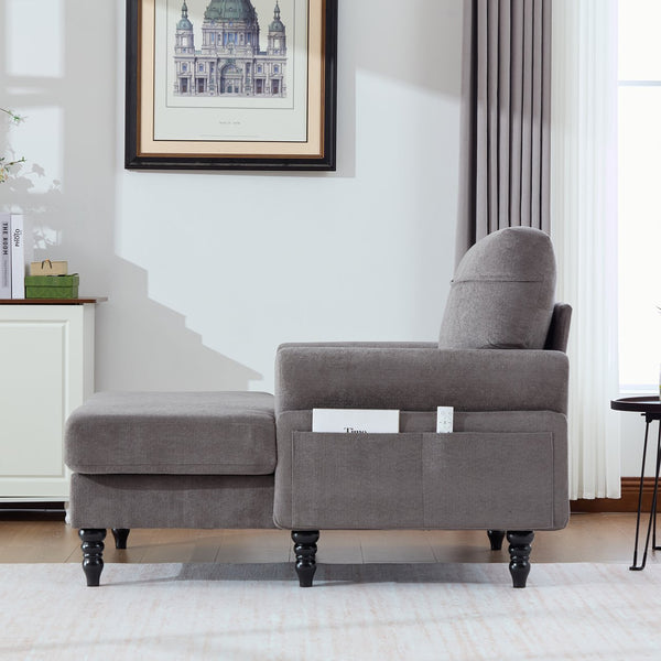 English Elm Modern Chenille Fabric Recliner Chaise Lounge Sofa with High-Resilience Foam, 550LB Capacity, Cozy Plush Backrest and Armrests for Living Room Relaxation Dark Gray W395P371335