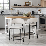 Modern Curved Back Counter Stool - Set of 2 Ivory ALSD7DIV Walker Edison