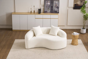 English Elm LY-042 Zen-Inspired S-Curved Dual-Depth Loveseat with Chenille Upholstery, Ready-to-Use Comfort White W2231P329713