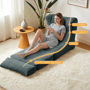English Elm Cloud Corduroy Sleeper Chair Foldable High Density Foam Seat for Small Space Living Grey W1765P448641