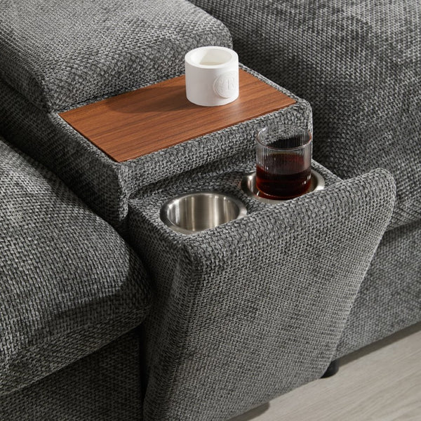 English Elm 142'' Modular Sectional Sofa - 6 Seats, Movable Ottoman, Usb Charging, Chic Chenille Style N723S9777E-GIGA