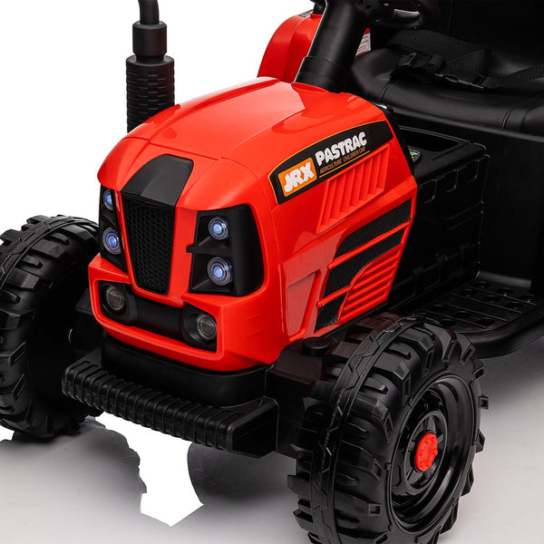 English Elm Ride on Electric Tractor Toy with Trailer 24v 400w Dual Motors Remote Control Led Red W1578P194696