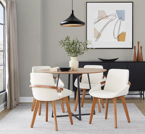 English Elm Dining/accent Chair Solid Wood Tapered Legs Cream Upholstery Mid-century Modern Seating B202P471304