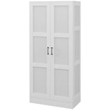 English Elm Homcom 71" Tall Storage Cabinet With Movable Storage Shelves, Modern Style Pantry Cupboard Cabinet With Soft Close Doors, White