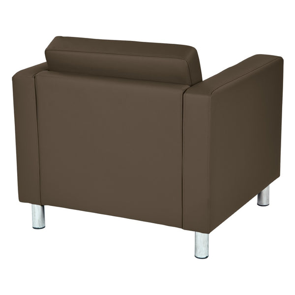 OSP Home Furnishings Pacific Club Armchair in Faux Leather with Chrome Legs for Modern Living Spaces Java PAC51-R102