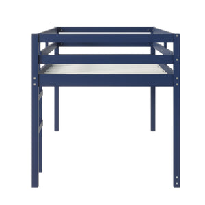 English Elm Solid Twin Loft Bed with Ladder and Reinforced Slats for Storage-Friendly, Space-Saving Bedrooms Blue W504P190958