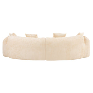 English Elm Beige Curved Compressed Sofa — Nordic Minimalist Foam & Spring Design, Soft Upholstery, Easy Setup W3612S00012