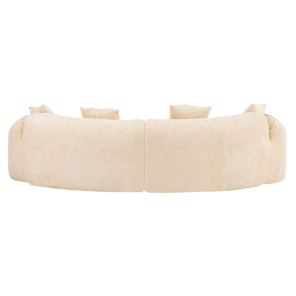 English Elm Beige Curved Compressed Sofa — Nordic Minimalist Foam & Spring Design, Soft Upholstery, Easy Setup W3612S00012