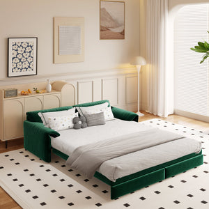 English Elm 66" Queen Pull Out Sofa Bed - Versatile 3-In-1 Convertible Velvet Loveseat With Storage, Comfort & Style W1885S00224