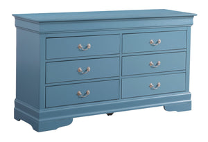 English Elm Louis Louis Phillipe G3160-BC 4 Drawer Chest with Carved Bases Curved Mouldings and Durable Drawers Teal 37 L x 62 W x 20 H B078108229
