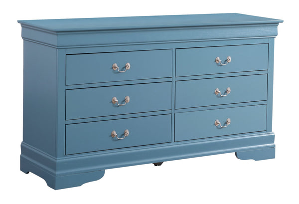 English Elm Louis Louis Phillipe G3160-BC 4 Drawer Chest with Carved Bases Curved Mouldings and Durable Drawers Teal 37 L x 62 W x 20 H B078108229
