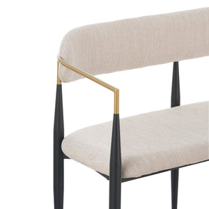 English Elm Metal Boucle Settee Loveseat with Sculptural Toothpick Legs for Modern Living Spaces Beige,Black+Gold N771P247148A