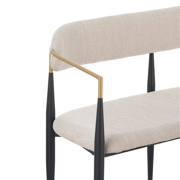 English Elm Metal Boucle Settee Loveseat with Sculptural Toothpick Legs for Modern Living Spaces Beige,Black+Gold N771P247148A