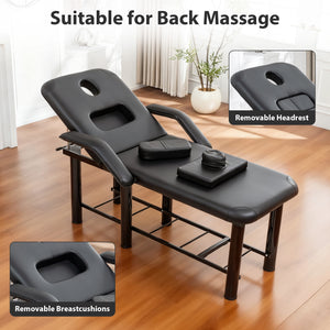 English Elm Professional Spa Treatment Bed with Pu Leather Cushion Steel Frame and Storage Shelf W1422P365689