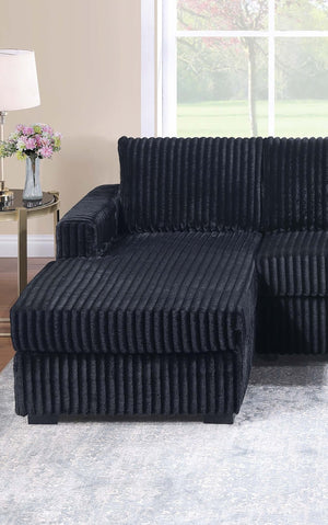 English Elm Black Jumbo Corduroy U-shaped Sectional Sofa Seats Four with Dual Chaise Lounge Black B011S02221