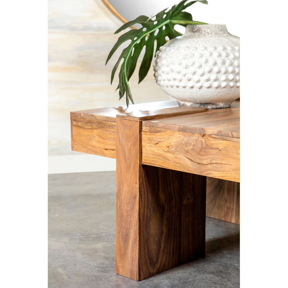 English Elm Kuboloa Sheesham Wooden Square Coffee Table with Geometric Grain Pattern, Sturdy Natural Finish (36") B062P328609