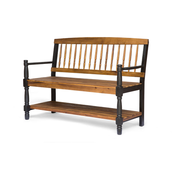 English Elm Christopher Knight Home® - Imperial Farmhouse Storage Bench - Handcrafted Acacia Wood Seat With Teak Finish For Entryways & More 62539.00BLK