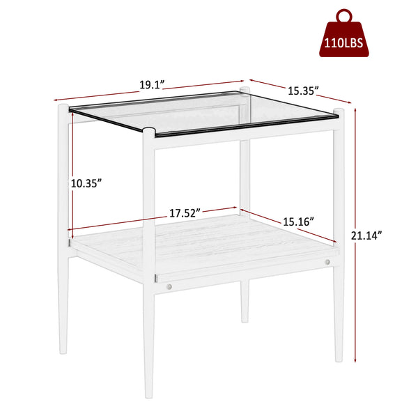 English Elm Coffee Table And End Tables Set Of 3 - Modern Gray Glass With Mdf Shelf, Stylish Living Room Furniture W241S00042