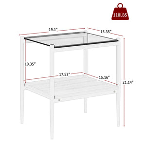 English Elm Coffee Table Set Of 3 With Gray Tempered Glass & Mdf Shelf - Modern Living Room End Tables W241S00041