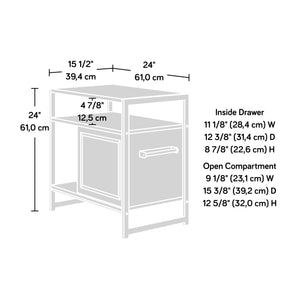 English Elm Side Table Brown Finish Night Stand with Drawer & Open Shelf, Compact Oak Accent, Durable Engineered Wood, Easy Assembly (24" H) B356P367900