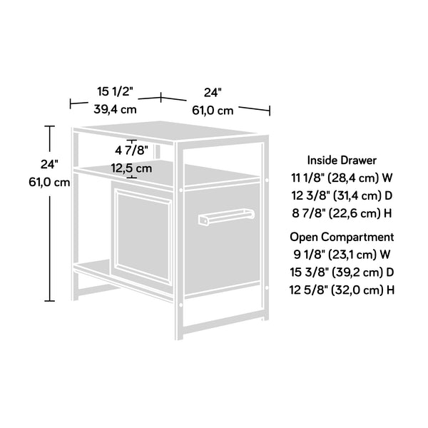 English Elm Side Table Brown Finish Night Stand with Drawer & Open Shelf, Compact Oak Accent, Durable Engineered Wood, Easy Assembly (24" H) B356P367900