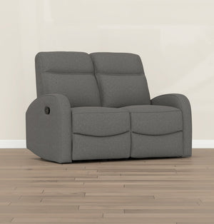 English Elm Beige Manual Reclining Loveseat with Dual Contoured Seats for Compact Living Spaces Gray B361P484465