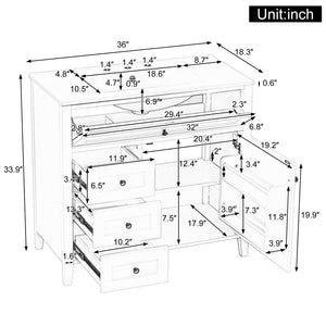 English Elm 36-Inch Green Bathroom Vanity With Sink - Modern Mdf & Rubberwood Freestanding Storage Solution N725P350821F