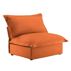 English Elm Koala Armless Chenille Sofa Deep Seat High Back Wrap Pillow Living Room Couch W3041P281160