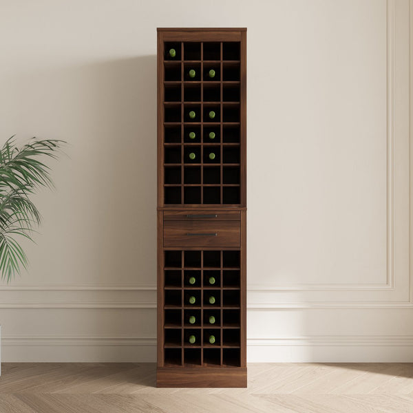 English Elm brown Modular 28-Bottle Wine Cabinet Buffet Cabinet - Dark Melamine Finish, 28-Slot Storage, Compact_x0015_ Walnut Brown W331P266135