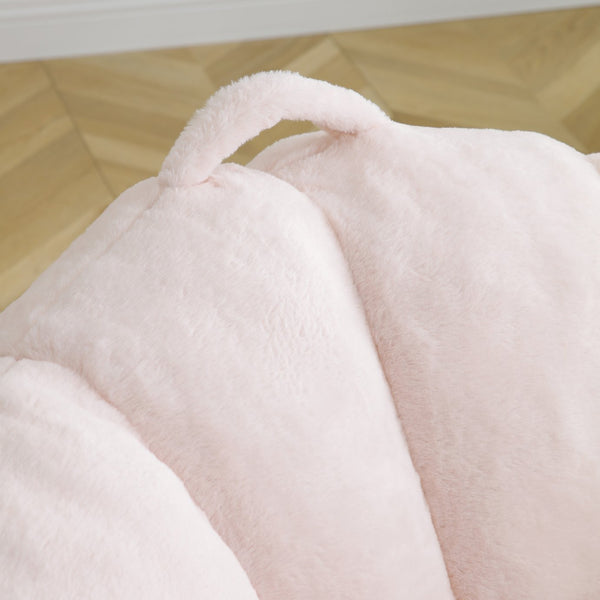 English Elm Giant Foam-Filled Bean Bag Chair with Footstool, Shell-Shaped Faux Fur Sofa for Gaming Reading уют Pink W2677P306794