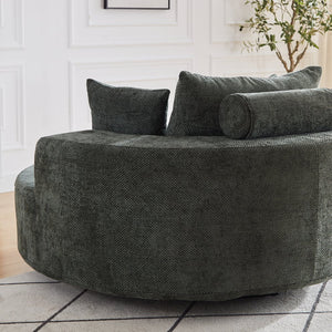 English Elm 55''L Chenille Foam Single Swivel Chair with Plush Backrest Pillow, 360° Smooth Recline for Living Room Lounge Comfort Green W834S00354