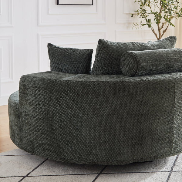 English Elm 55''L Chenille Foam Single Swivel Chair with Plush Backrest Pillow, 360° Smooth Recline for Living Room Lounge Comfort Green W834S00354