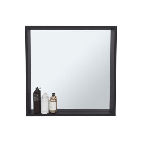 English Elm Dakota Wall-Mounted Medicine Cabinet with Mirror and Shelves, Black Engineered Wood Organizer B200P362002