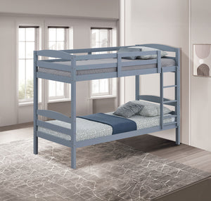 English Elm Twin Arch Slat Bunk Bed with Patented Insert & Lock Joint System — Sturdy Transitional Style, Space-Saving Design Gray 14 L x 81 W x 9 H B2741P346372