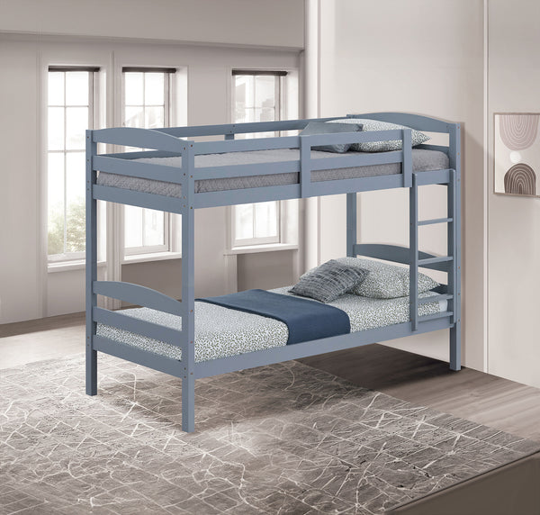 English Elm Twin Arch Slat Bunk Bed with Patented Insert & Lock Joint System — Sturdy Transitional Style, Space-Saving Design Gray 14 L x 81 W x 9 H B2741P346372