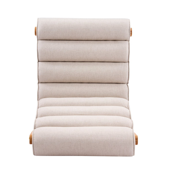 English Elm Fluffy Shearling Accent Chair Plush Tiered Back Solid Wood Frame Cozy Reading Nook Beige+Natural N767P366257E