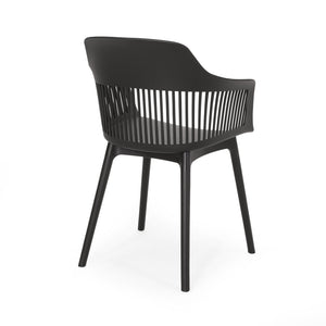 English Elm Christopher Knight Home® - DAHLIA Modern Outdoor Dining Chair Set of 4 – Weather-Resistant Polypropylene Resin, Sleek Curved Design Black 32 L x 24 W x 23.75 H N776P243705B