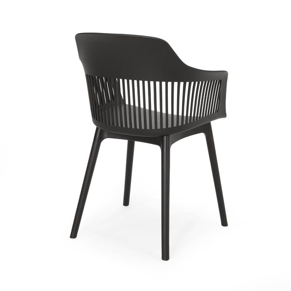 English Elm Christopher Knight Home® - DAHLIA Modern Outdoor Dining Chair Set of 4 – Weather-Resistant Polypropylene Resin, Sleek Curved Design Black 32 L x 24 W x 23.75 H N776P243705B