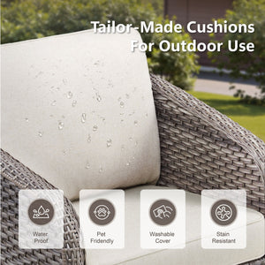 English Elm Outdoor Swivel Glider Wicker Chairs Set of 2 with All-weather Pe Rattan Porch Seating T3773P418582