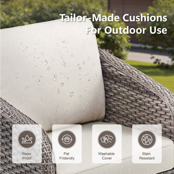 English Elm Outdoor Swivel Glider Wicker Chairs Set of 2 with All-weather Pe Rattan Porch Seating T3773P418582